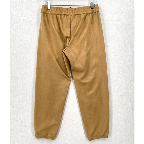 ENZA COSTA Pants Womens Medium 2 Camel Tan Faux Suede Jogger Lounge Track NWOT - Picture 2 of 15